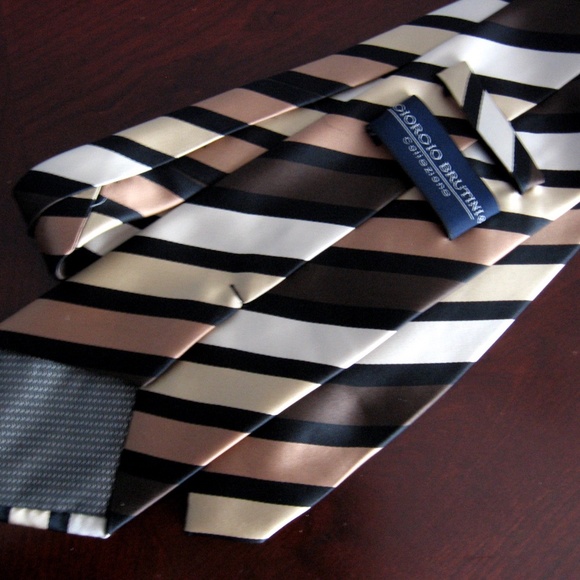 NWOT GIORGIO BRUTINI BROWN BLACK MULTI TIE CRAVAT - Picture 2 of 5